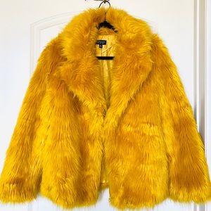 Luxurious Gold Faux Fur Coat